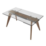 VIG Furniture Modrest Marcus - Modern Glass + Walnut Extendable Dining Table VGEW-D2060BH