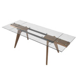 VIG Furniture Modrest Marcus - Modern Glass + Walnut Extendable Dining Table VGEW-D2060BH