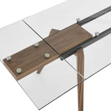 VIG Furniture Modrest Marcus - Modern Glass + Walnut Extendable Dining Table VGEW-D2060BH