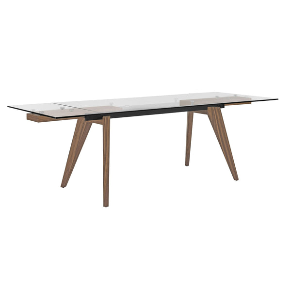 VIG Furniture Modrest Marcus - Modern Glass + Walnut Extendable Dining Table VGEW-D2060BH
