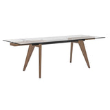 VIG Furniture Modrest Marcus - Modern Glass + Walnut Extendable Dining Table VGEW-D2060BH