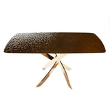 VIG Furniture Modrest Pyrite - Modern Brown Glass + Rosegold Rectangular Dining Table VGEW-F2133EG