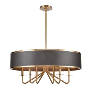 Engel 30'' Wide 6-Light Chandelier - Satin Brass with Ebony 82335/6 Elk Lighting