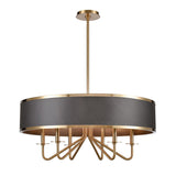 Engel 30'' Wide 6-Light Chandelier - Satin Brass with Ebony 82335/6 Elk Lighting