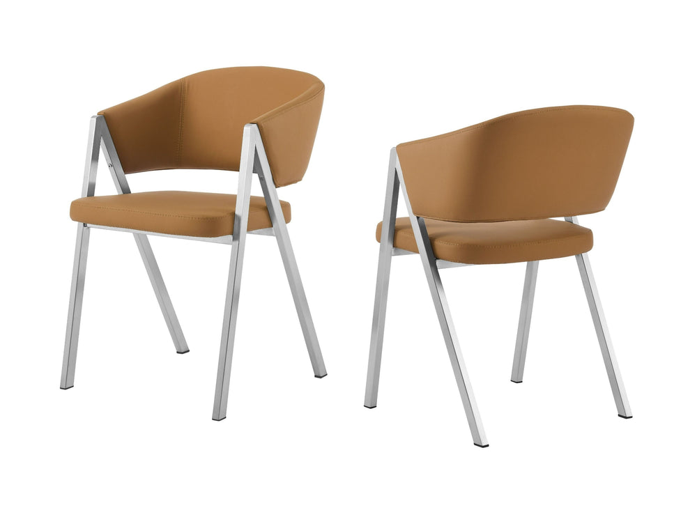 VIG Furniture Modrest Marcus - Modern Camel Vegan Leather Dining Chair (Set of 2) VGEW-F3248AA-CML