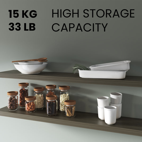 English Elm Fm Furniture Greer Floating Shelves Set Of 2 In Smokey Oak - Modern Minimalist Wall Storage Solutions B128P361103