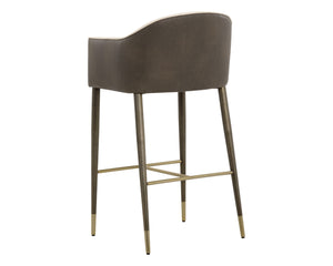 Sunpan KYLIN Barrel-Back Barstool in Dillon Cream & Bravo Ash – Stylish, Comfortable Seating for Any Space 112245