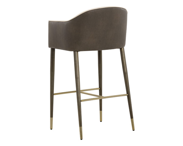 Sunpan KYLIN Barrel-Back Barstool in Dillon Cream & Bravo Ash – Stylish, Comfortable Seating for Any Space 112245