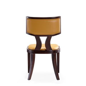 English Elm Dining Chairs Set of 2 Klismos Faux Leather Walnut Beech Frame Tailored Seating B365P415821