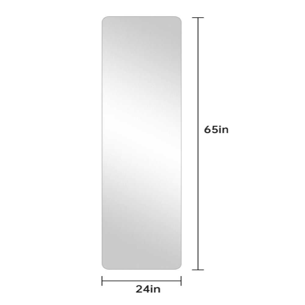 English Elm 65"x Premium 5mm Silver Full-Body Round Corner Mirror for Living Room Bedroom Cloakroom Wall Mount with Anti-Blast Film and Corrosion-Resistant Finish W2709P329021