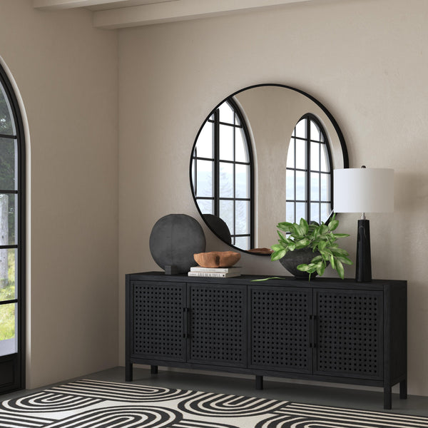 Basset Mirror Pentak Server - Stunning Natural Mango Wood With Boho-industrial Design & Ample Storage Solutions Black Solid Mango 8235-dr-576