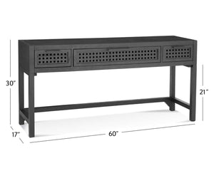 Basset Mirror Pentak Console Table - Modern Bohemian Design With Industrial Flair, 3 Drawers, Unique Mango Wood Black Solid Mango 8235-lr-400