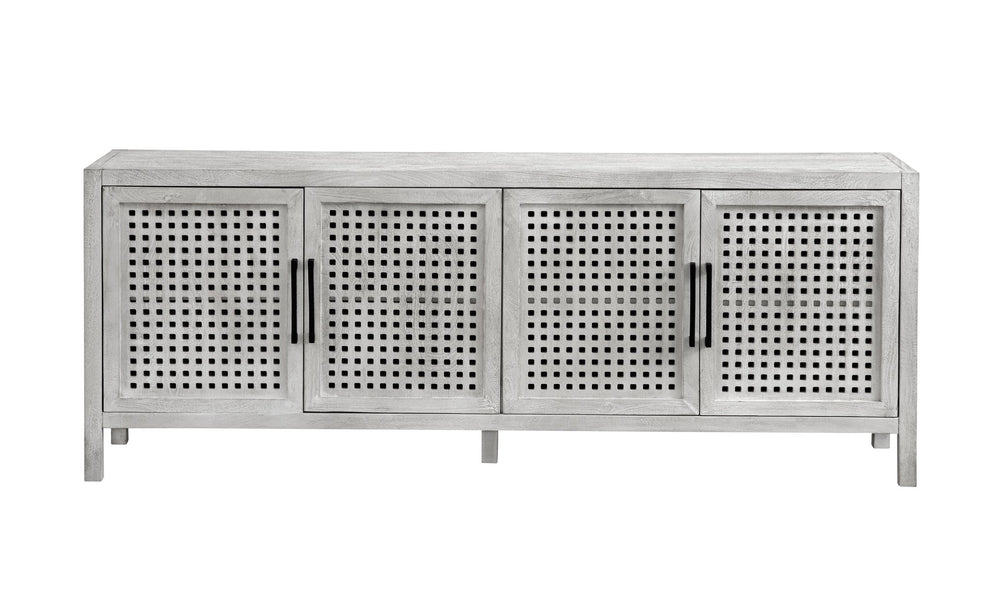 Basset Mirror Pentak White Server - Modern Coastal Charm With Unique Mango Wood, Soft-close Doors & Ample Storage White Wood 8236-dr-576