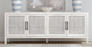 Basset Mirror Pentak White Server - Modern Coastal Charm With Unique Mango Wood, Soft-close Doors & Ample Storage White Wood 8236-dr-576