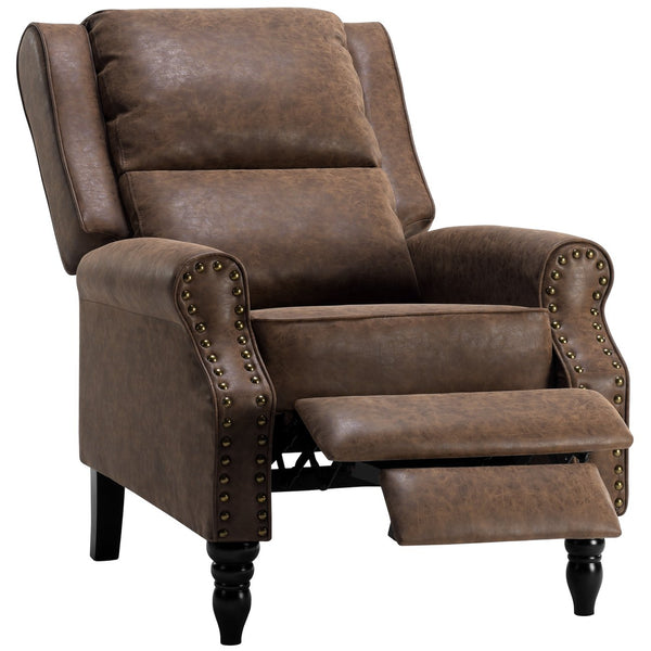 English Elm Faux Leather Pushback Recliner Chair Coffee – Easy Assembly, Back & Lumbar Support, Soft Cleanable Upholstery T3623P380524