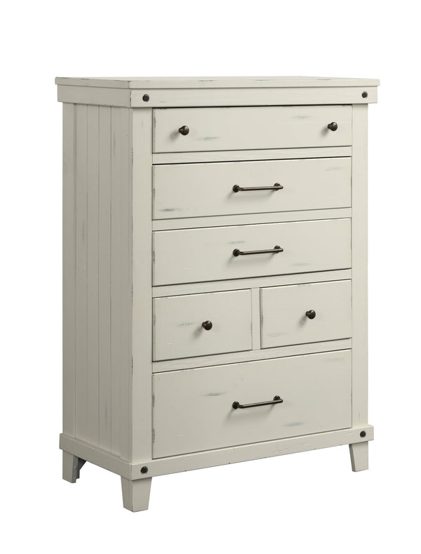 English Elm 6 Drawer Dresser with Book-Matched Veneers, Solid Wood & MDF, Side-Mounted Guides, Custom Hardware White 41 L x 20.5 W x 52.25 H B2699P239137