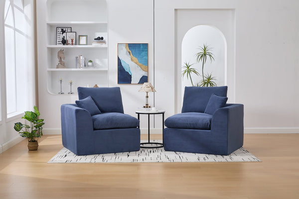 English Elm UNITED Cloud Couch Modular Sectional Sofa with Corduroy Cover, Ergonomic 2-Seater, No Assembly Needed Navy Blue W1568P371122