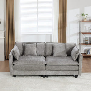 English Elm Cloud Loveseat Modern Sectional with Chenille Upholstery for a Cozy Living Space Gray W1143S00058