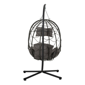 English Elm Egg Chair With Stand - Cozy Indoor Outdoor Wicker Swing Chair For Relaxation In Any Space W1703P163948
