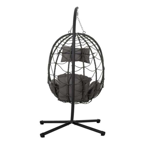English Elm Egg Chair With Stand - Cozy Indoor Outdoor Wicker Swing Chair For Relaxation In Any Space W1703P163948