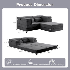 English Elm Compression Modular Sofa Bed - Cozy Convertible Design In Plush Fleece, No Assembly, Perfect For Small Spaces W3723S00029