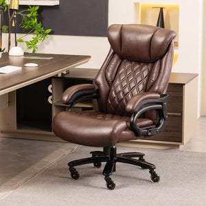 English Elm 500lbs Heavy Duty Executive Chair Wide Spring Seat Ergonomic High Back Home Office Brown W5201P418285