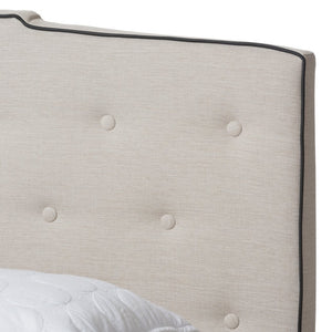 Baxton Studio Baxton Vivienne King Size Bed – Elegant Light Beige Upholstered Design with Curved Headboard & Comfort CF8747-P-Light Beige-King