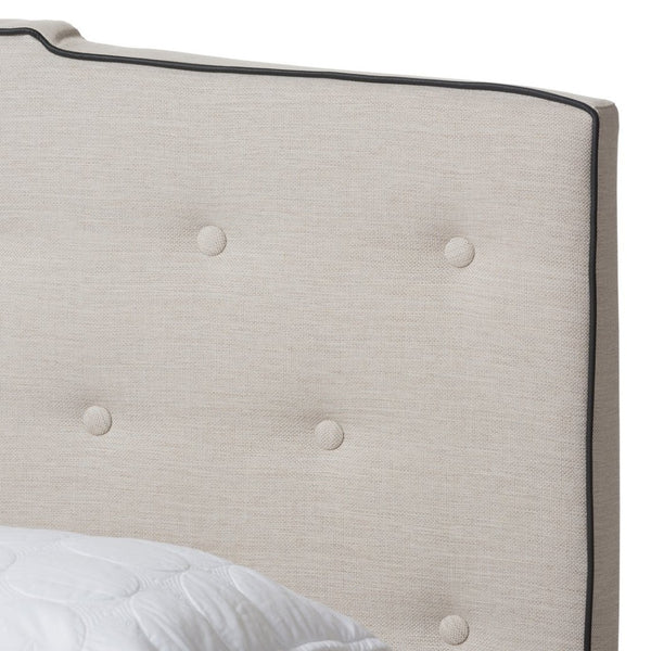 Baxton Studio Baxton Vivienne King Size Bed – Elegant Light Beige Upholstered Design with Curved Headboard & Comfort CF8747-P-Light Beige-King