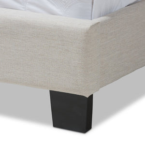 Baxton Studio Baxton Vivienne King Size Bed – Elegant Light Beige Upholstered Design with Curved Headboard & Comfort CF8747-P-Light Beige-King