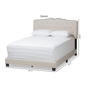 Baxton Studio Baxton Vivienne King Size Bed – Elegant Light Beige Upholstered Design with Curved Headboard & Comfort CF8747-P-Light Beige-King