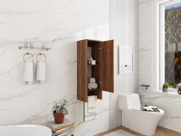 English Elm 12 Inch Wall Mounted Storage Cabinet Soft Close Door Ebony Wood Finish Bathroom W1972P457984