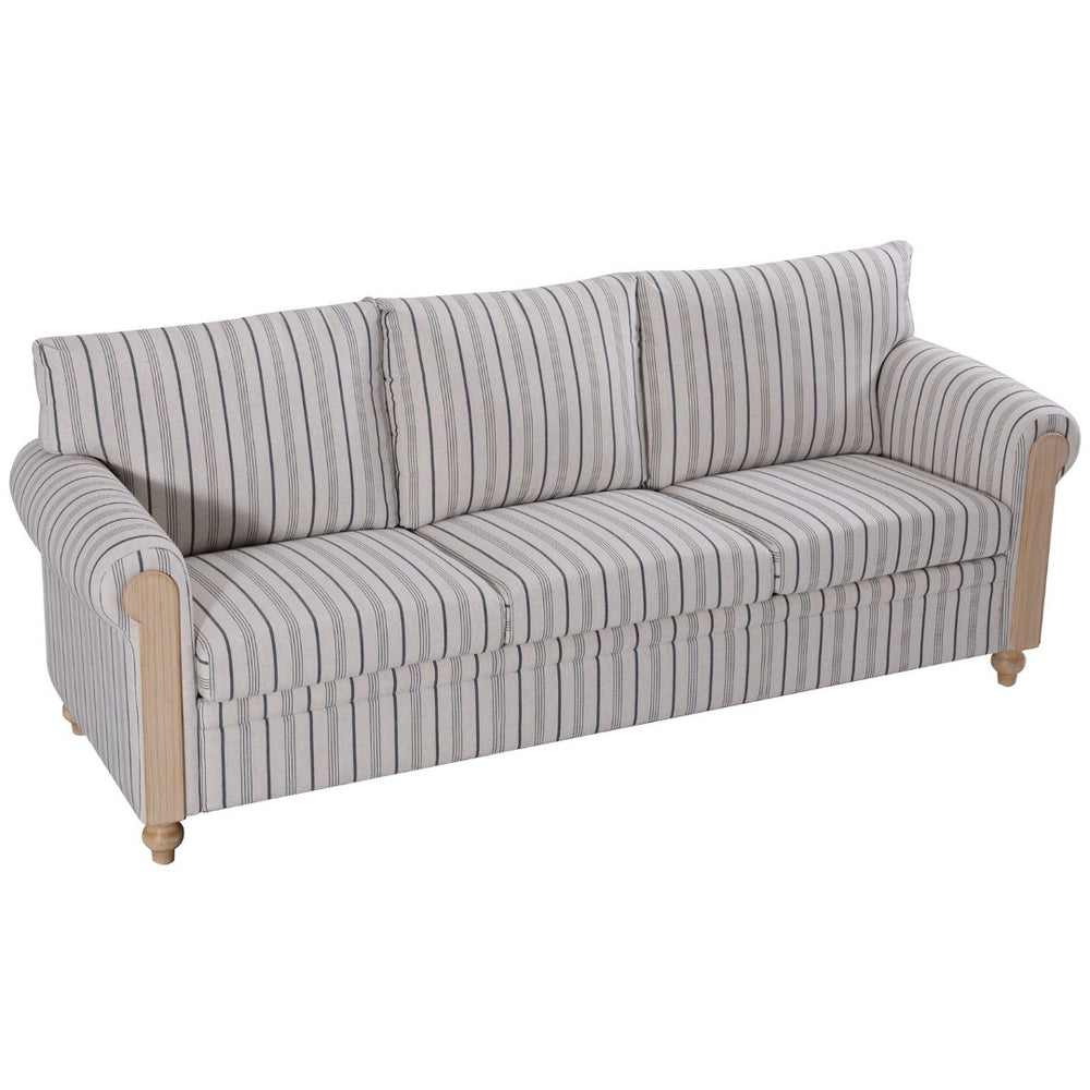 English Elm 3 Seater Pu Leather Sofa with Roll Arms Pocket Spring Support and Birch Legs W680P409288