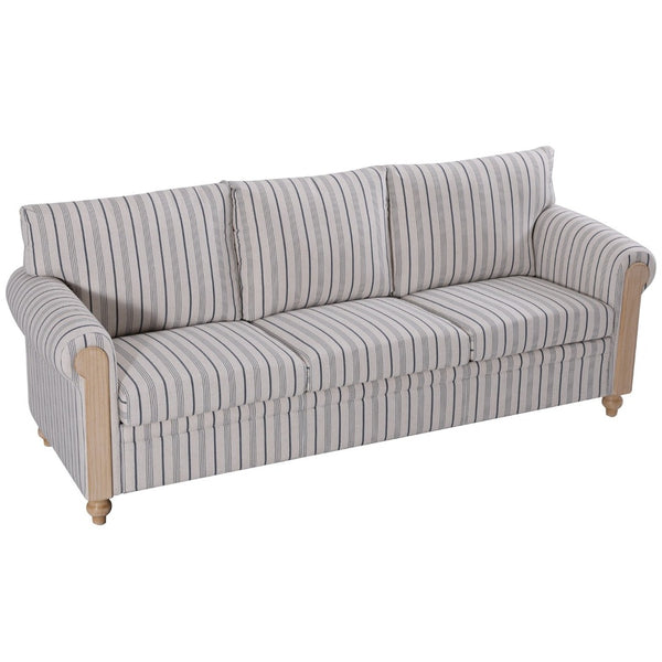 English Elm 3 Seater Pu Leather Sofa with Roll Arms Pocket Spring Support and Birch Legs W680P409288