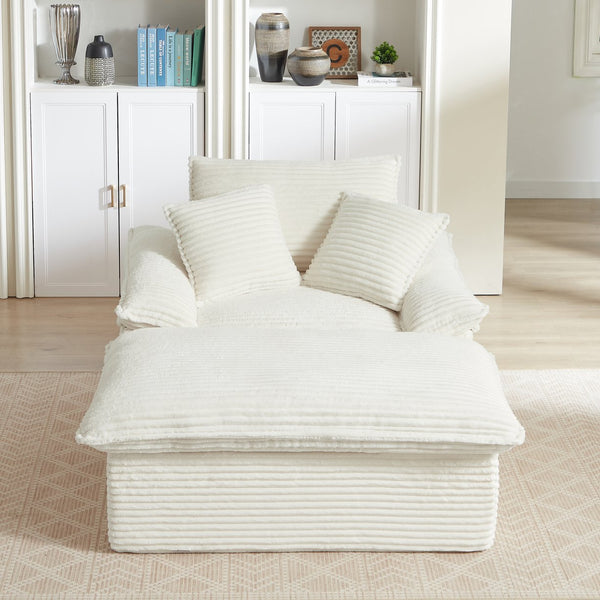 English Elm 51.97 modern cushioned compression single seat sofa with oversized footrest deep plush seating for comfort and support White W3396P330951