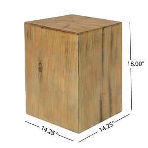 English Elm Christopher Knight Home® - Wood-Look Square-Column End Table - Rustic Distressed Finish For Indoor & Outdoor Versatility, H18" N770P291199N