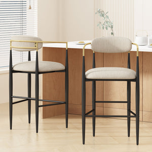 English Elm Christopher Knight Home® - Barstools Set Of 2 – Modern Upholstered Stools With Back Support & Durable Iron Legs For Kitchen Use N779P248198B