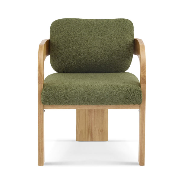 English Elm Christopher Knight Home® - 2-Pack Dining Chairs with Pillow Back and Curved Arms, Foam Seat Comfort, Sturdy Rubber Wood Frame Green,Natural N779P298399D