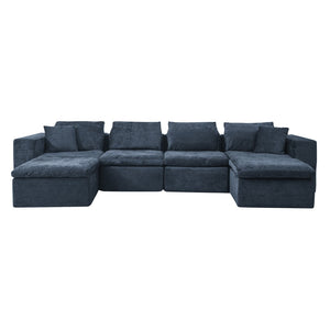 English Elm 143" U Shaped Chenille Sectional Sofa Deep Seat Cloud Comfort for Living Room W1117S00234