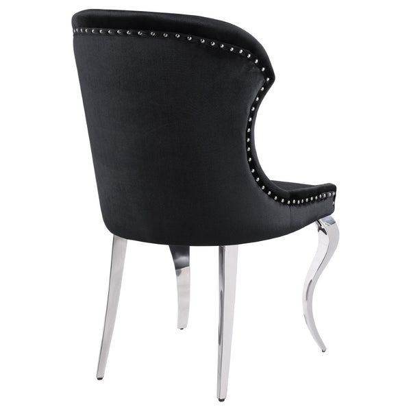 English Elm Daphne Velvet Wingback Dining Chairs with Nailhead Trim and Cabriole Legs Set of 2 Black B062S01462