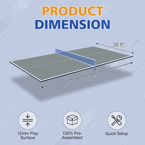 English Elm 6*3ft Foldable Mdf Ping Pong Conversion Top for Indoor Game Room Practice Grey W1408P318966