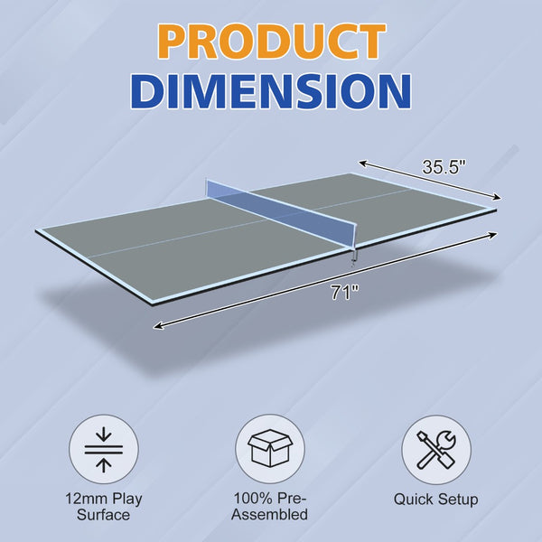 English Elm 6*3ft Foldable Mdf Ping Pong Conversion Top for Indoor Game Room Practice Grey W1408P318966