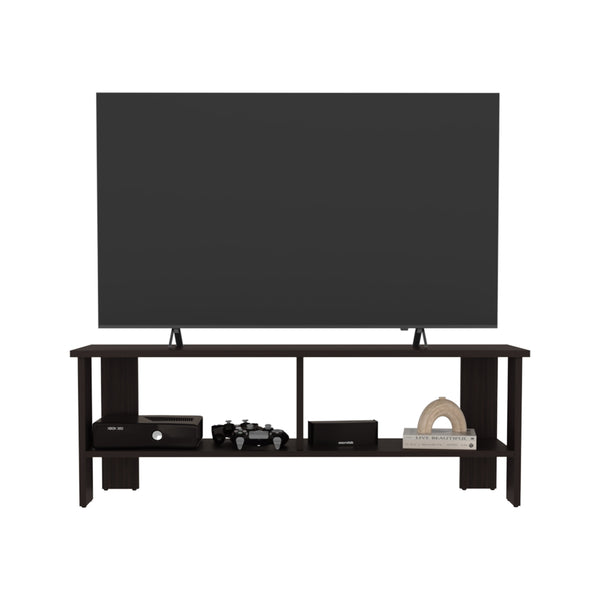 English Elm Navia sleek 47" TV Stand with Two Open Shelves for Living Room Bedroom Modern Storage and Style Dark Walnut 53 L x 18 W x 4 H B070P286438