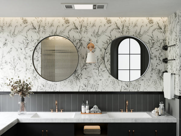 English Elm 23.6 Inch Round Matte Metal Medicine Cabinet with Mirrored Door and Adjustable Shelves Black W1435P312263