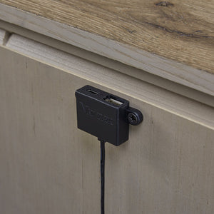 English Elm Left Nightstand English Knotty Oak Veneer Solid Wood Nightstand with USB, Felt & Cedar Drawers B2699P409528