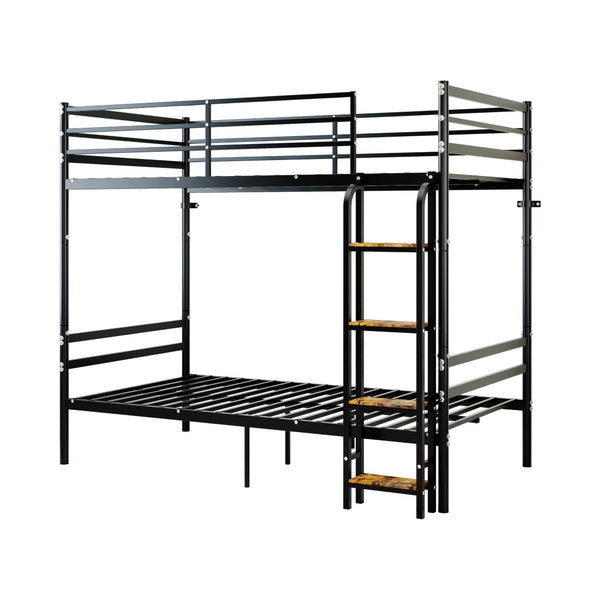 English Elm Bunk Bed Twin Over Heavy Duty Iron Frame with Guardrail for Teens and Adults W3752P464299