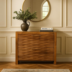 English Elm Artisan Solid Mango Wood End Table Handcrafted Amber Finish Bohemian Living Room B182P429647