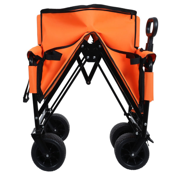 English Elm 3-in-1 Convertible Folding Wagon with Bench Seat Steel Frame 500lb Capacity Orange W2932P283542