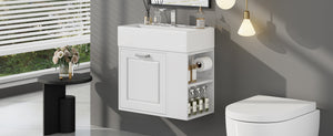 English Elm Christopher Knight Home® - 21.8" Wall-Mounted Bathroom Vanity with Ceramic Sink, Soft-Close Drawer, Adjustable Shelves & Tissue Holder White N759P292550K
