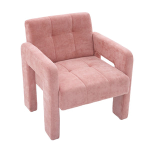 English Elm Modern Chenille Armchair with Ergonomic Curved Armrests, 500lb Capacity, Nordic Minimalist Accent Chair for Living Room Pink W395P380517