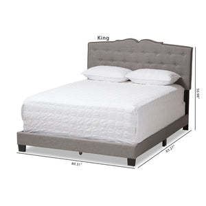 Baxton Studio Baxton Studio Vivienne Queen Bed - Elegant Light Grey Fabric Upholstered Design with Comfort & Style CF8747-P-Light Grey-Queen